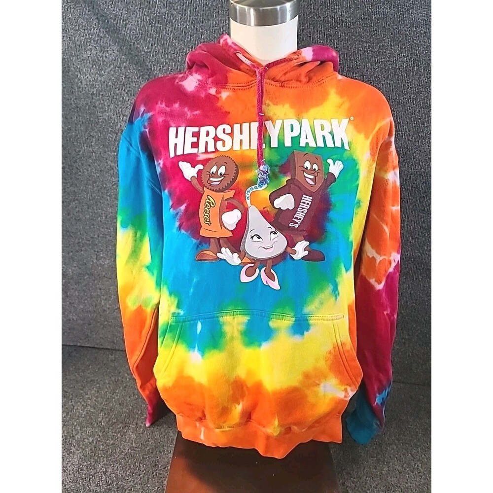 NWOT Hershey Park Tie Dye Pullover UNISEX Medium Hoodie Pocket Pullover